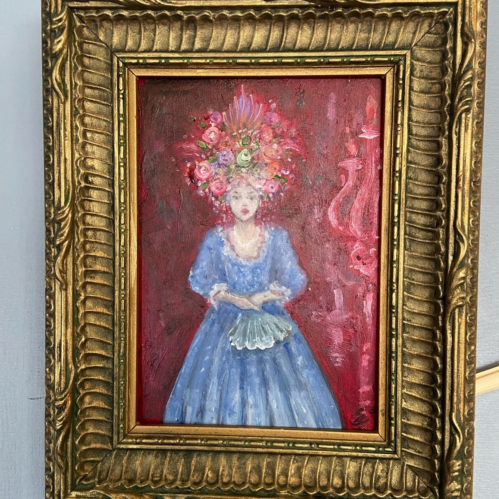 original oil painting, framed ‘the red room’